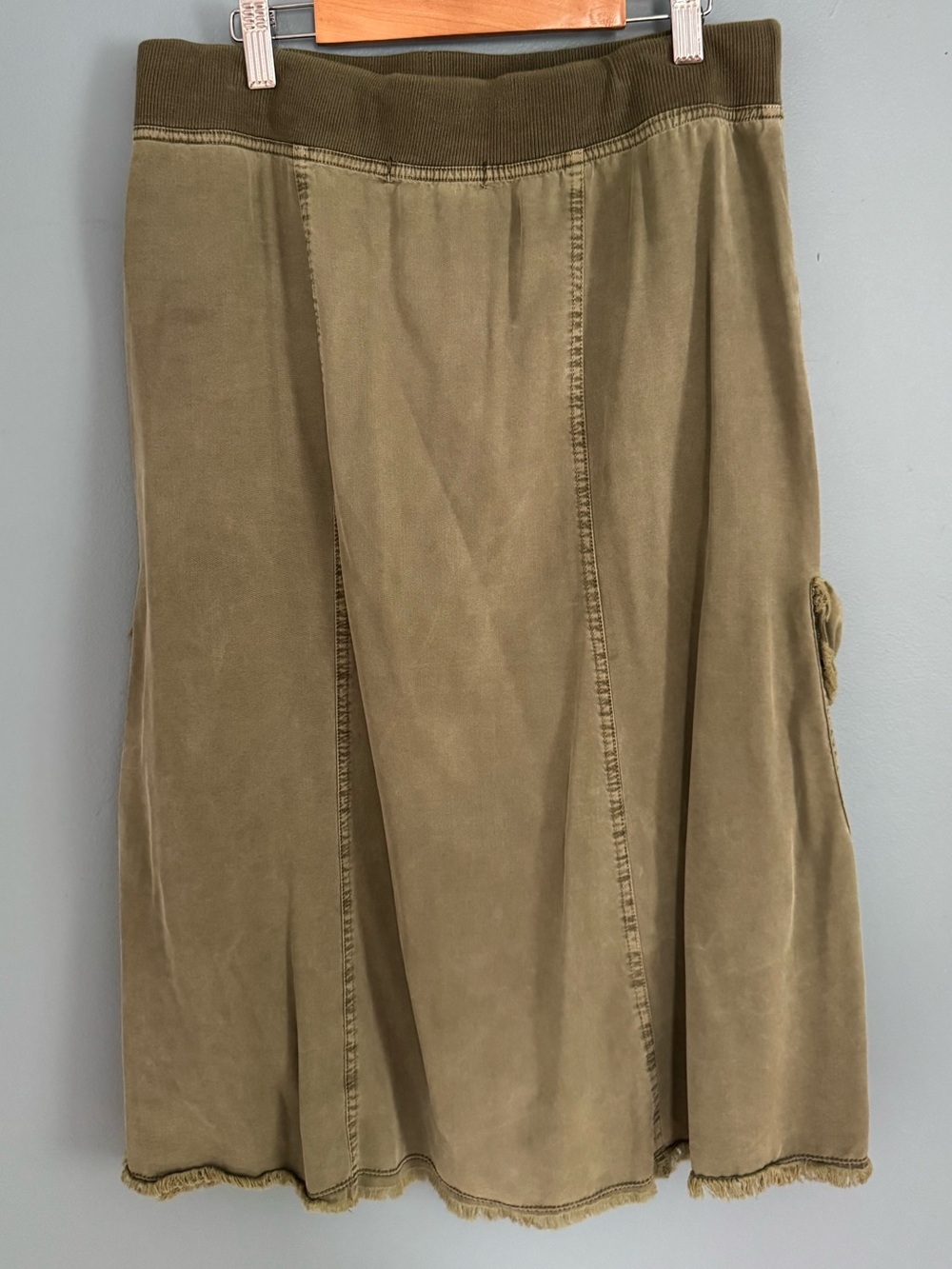 XCVI Olive Green Cargo Skirt-Style Utility Skirt - Picture 2 of 6